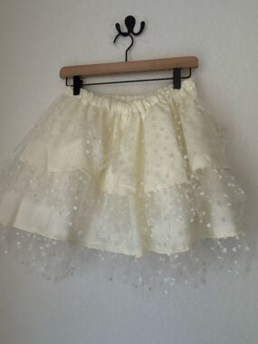 Tiered Ivory Dot/ heart  Tulle Skirt - Women size medium